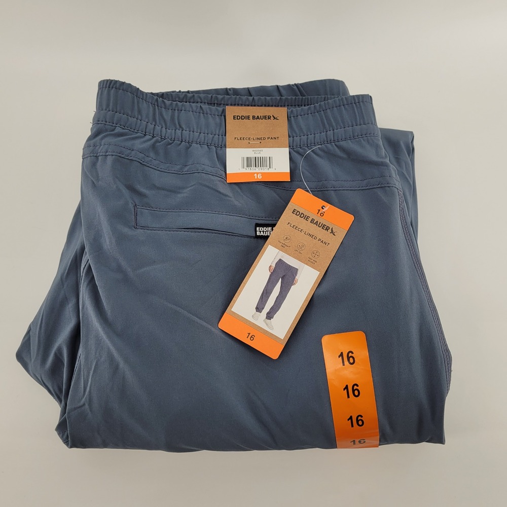 Eddie Bauer Fleece-Lined Pants Womens 16 Blue StormRepel UPF 50+ Joggers NWT